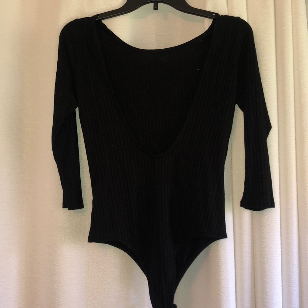 black ribbed Forever 21 bodysuit